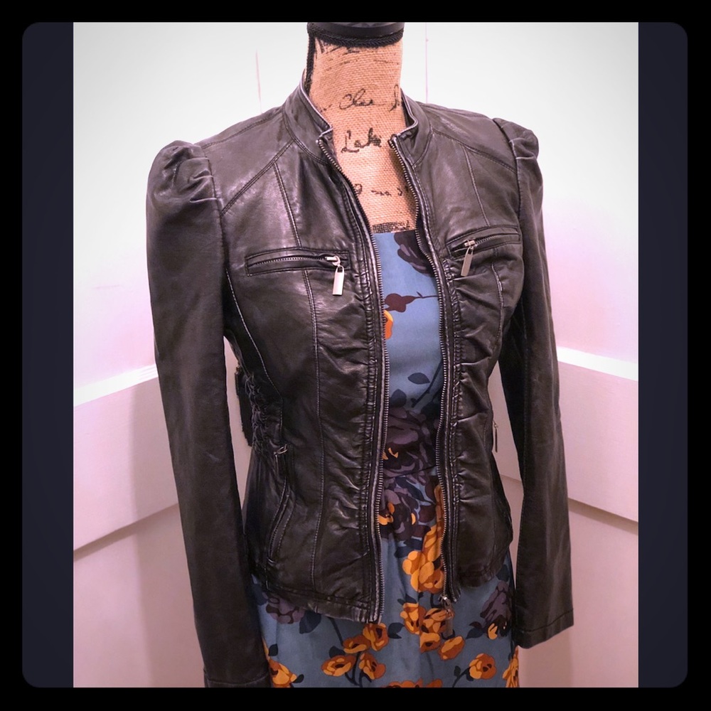 Tufted Sleeve Fitted Motorcycle Jacket